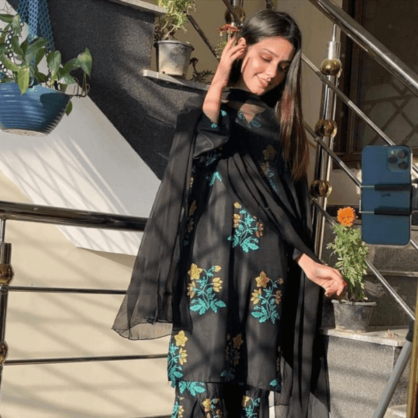 2 Pcs Women's Stitched Lilen Printed Sharara