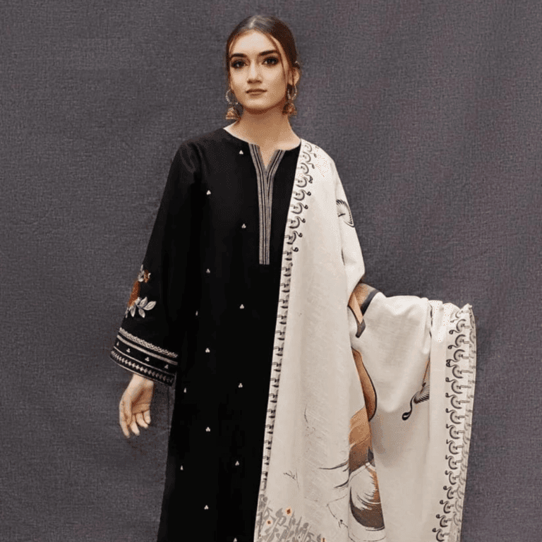 3 Pcs Unstitched Dhanak Embroidered Suit
