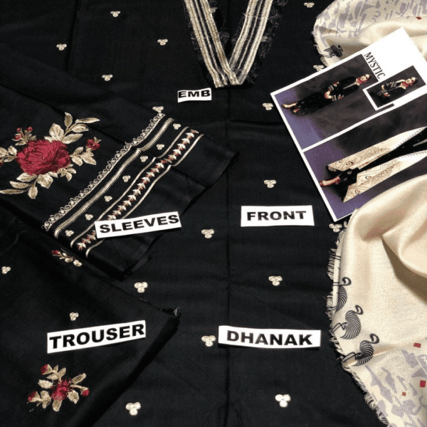 3 Pcs Unstitched Dhanak Embroidered Suit - Image 2