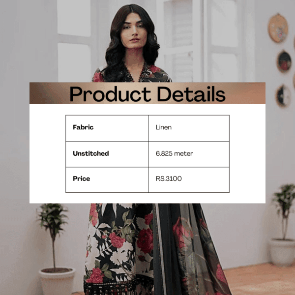 Women's Unstitched Linen Digital Print Suit - Image 3