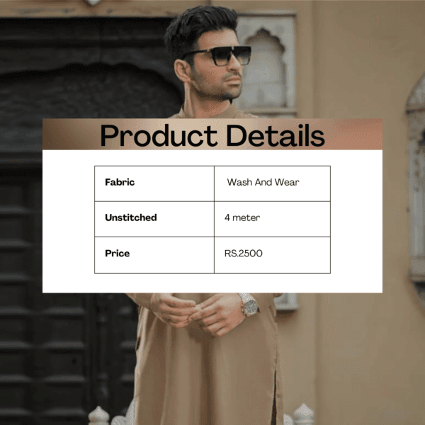 Men’s Unstitched Wash And Wear Plain Suit - Image 3