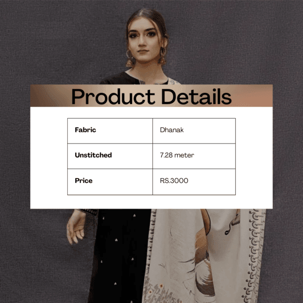3 Pcs Unstitched Dhanak Embroidered Suit - Image 3