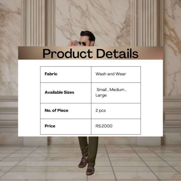 2 Pcs Men's Stitched Wash And Wear Plain Suit - Image 3