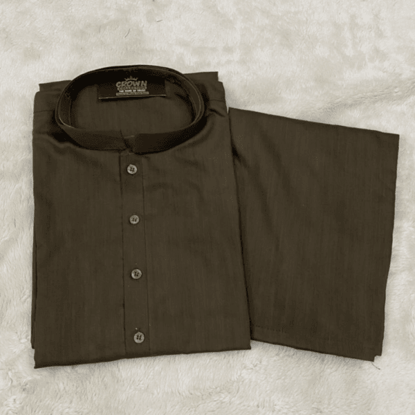 2 Pcs Men's Stitched Wash And Wear Plain Suit - Image 2