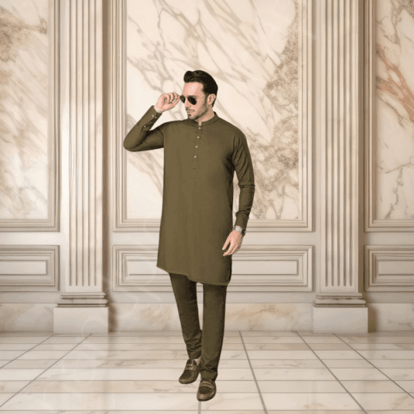 2 Pcs Men's Stitched Wash And Wear Plain Suit