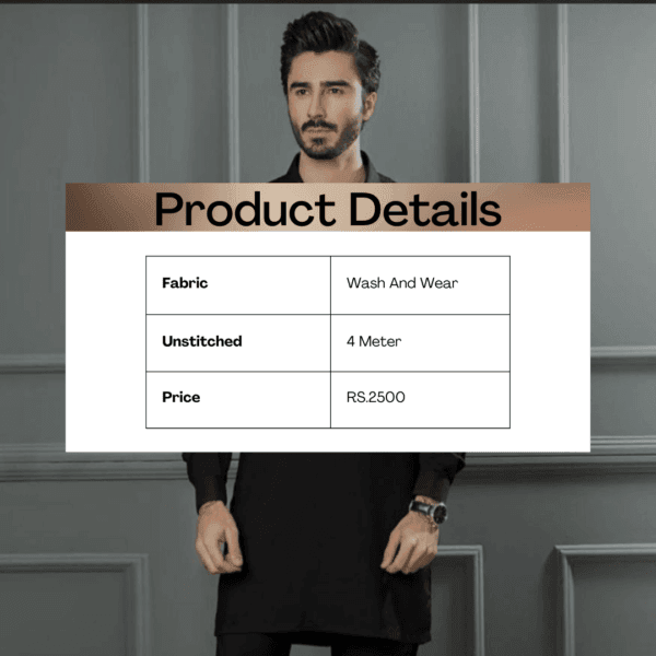 Men's Unstitched Wash And Wear Plain Suit - Image 3